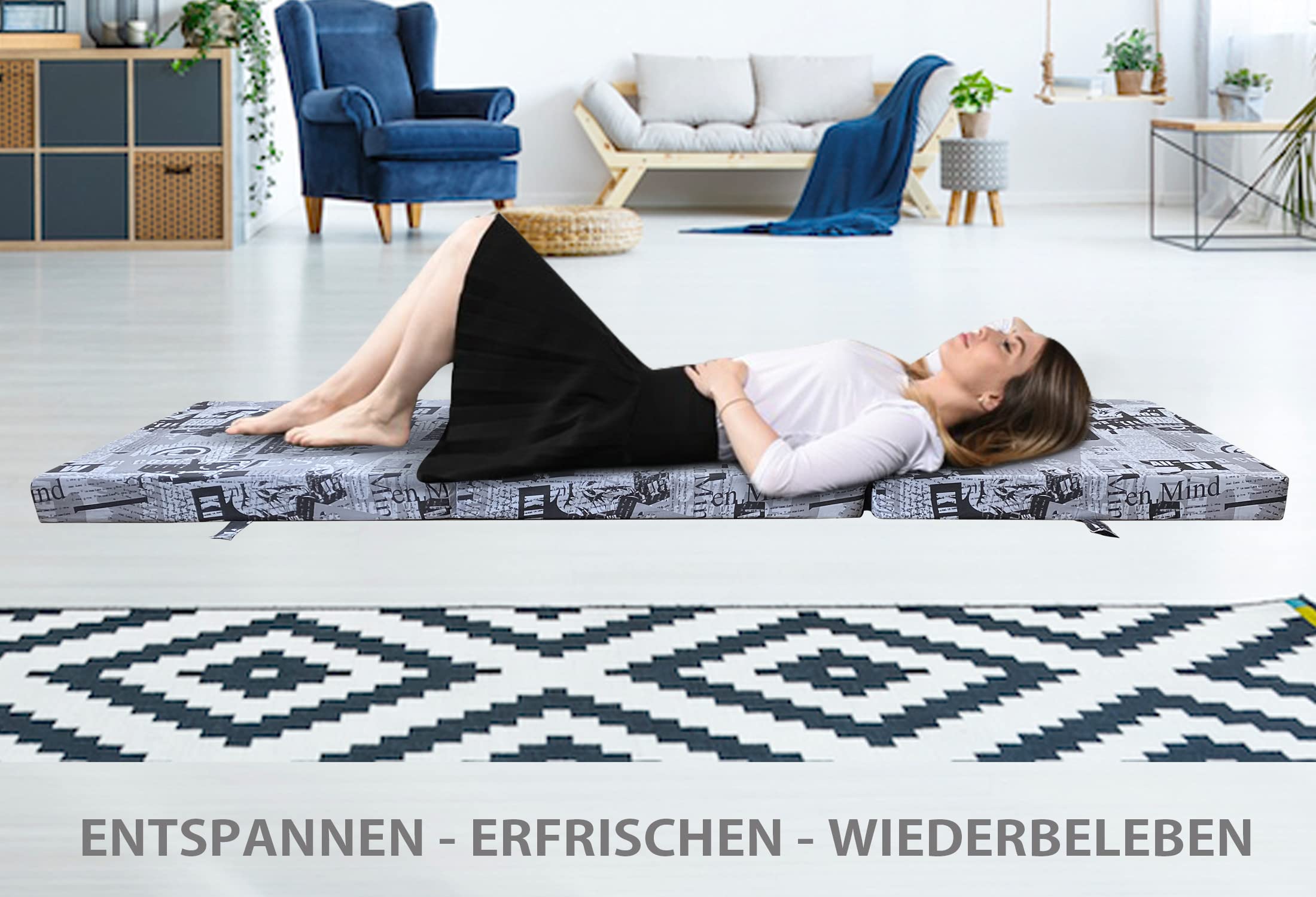 DEWINNER Klappmatratze 3-teilig - 15cm Schaumstoff Gästematratze Waschbar