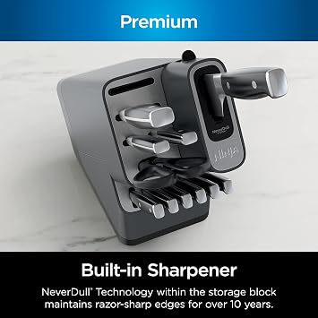 Ninja Knife Set, Knife Sharpener, Knife Block Set, Stainless Steel Knives, 14 Piece Set, Steak Knives, Chef Knives and More, Foodi NeverDull, Black, K32014