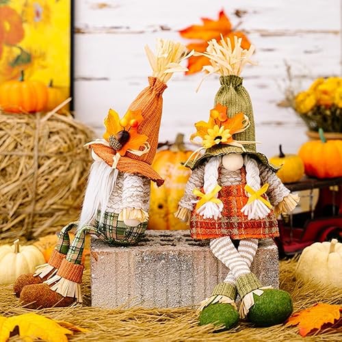 Miniatura 2 de Figuras de gnomos de peluche de cosecha de otoño, 2 piezas de gnomos de peluche decorativos de Acción de Gracias para decoración de mesa de bandeja