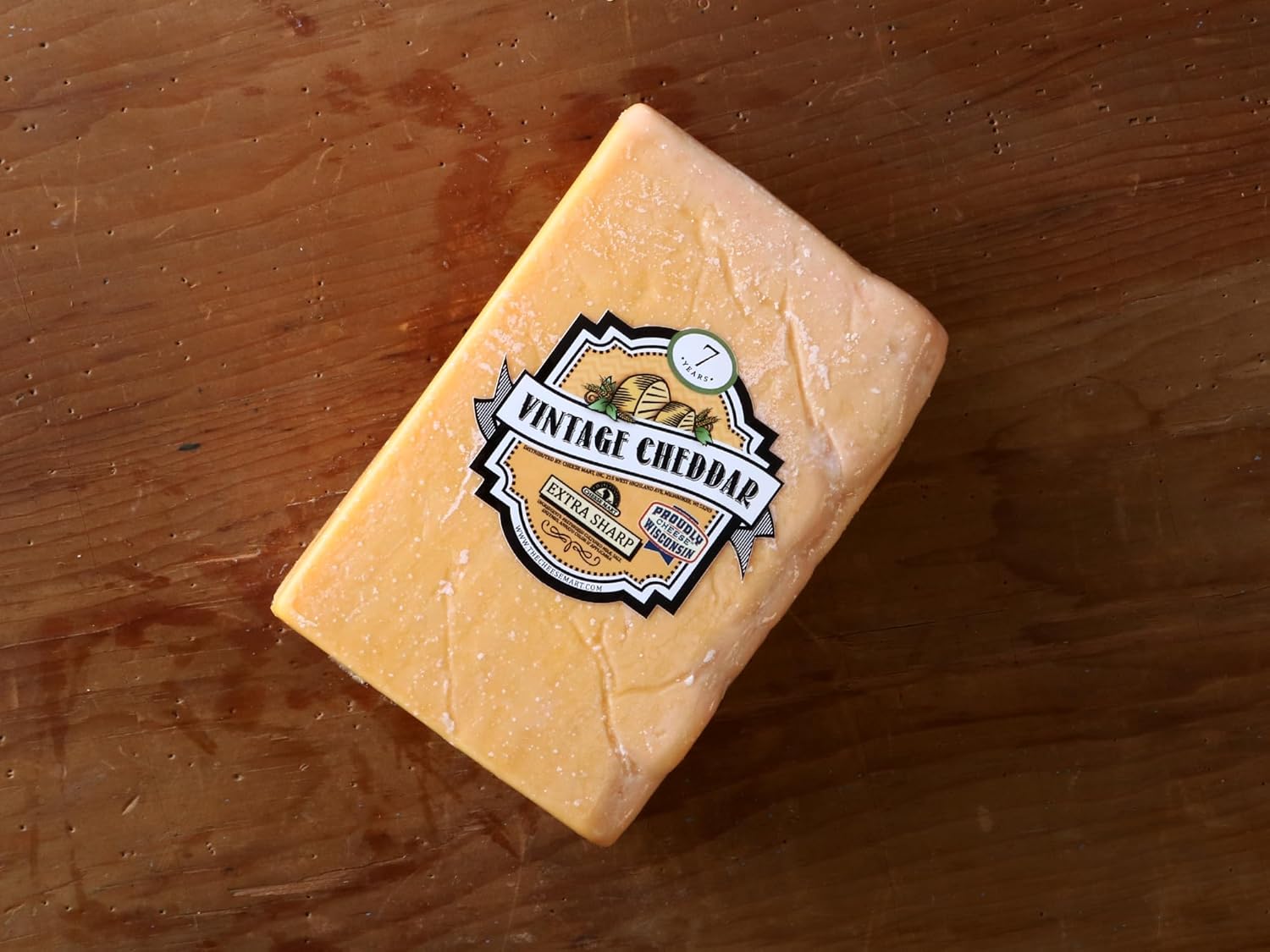 7-Year Aged Extra Sharp Yellow Cheddar Cheese Block | 2.5 lb Half Loaf | Rich, Extra Sharp & Creamy Aged Cheddar