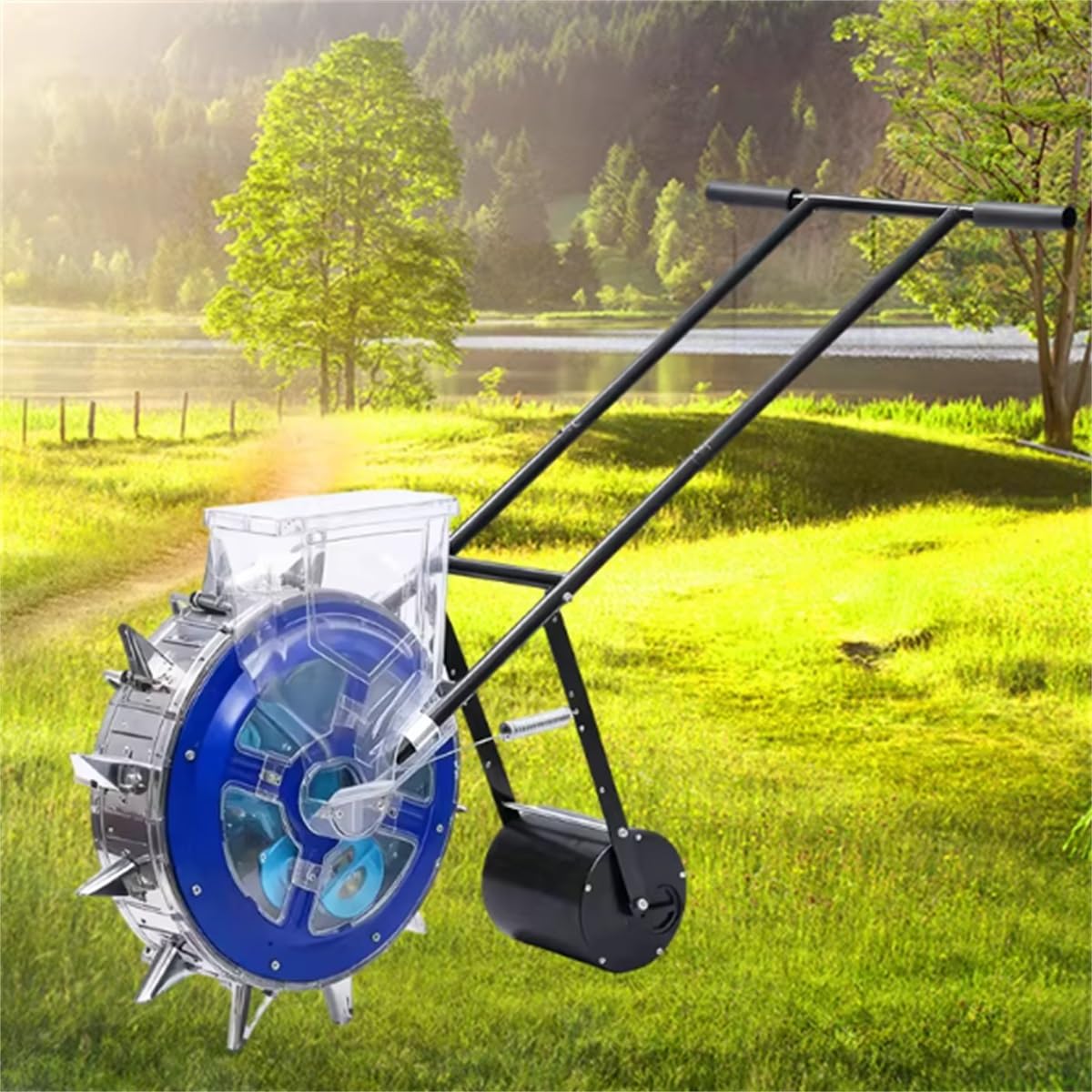 Sembradora Manual, sembradora de jardín Manual, sembradora de Rodillos y aplicadora de Fertilizantes,Ajustable y Flexible para maíz, sembradora para Soja, maní, maíz(12 nozzles)