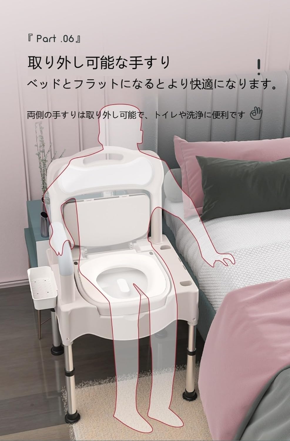 Poaery】ポータブルトイレ 高さ調整可能 42～55㎝ 6 段階