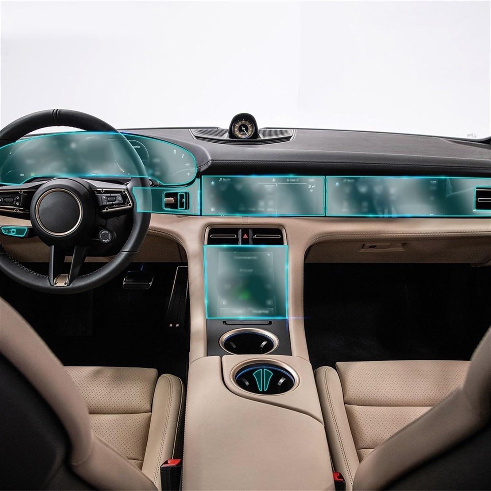 Autoschutzfolie Transparente Auto Styling Center Konsole Dashboard Innen Trim Schutz Film Aufkleber Für Porsche Für Taycan 2020(A full set of 46 PCS)