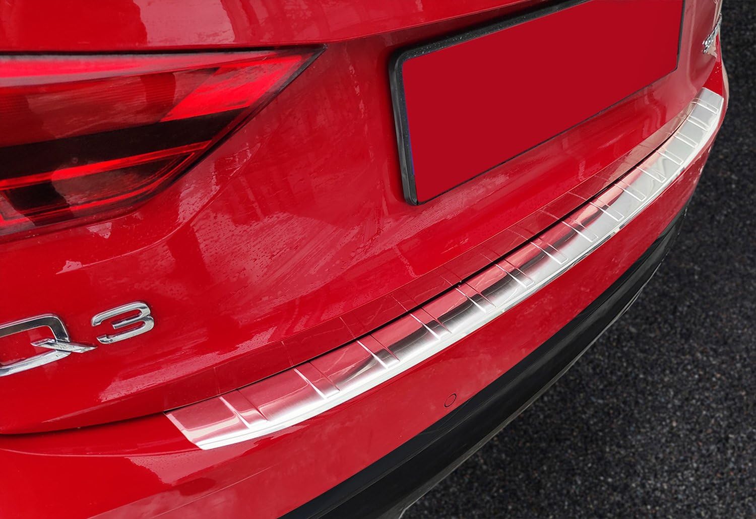 AVISA | Protezione Paraurti Posteriore | Compatibile con Audi Q3 2018+; Acciaio Inossidabile, Spazzolato, Argento; Proteggi il Paraurti Posteriore della tua Auto dai Danni