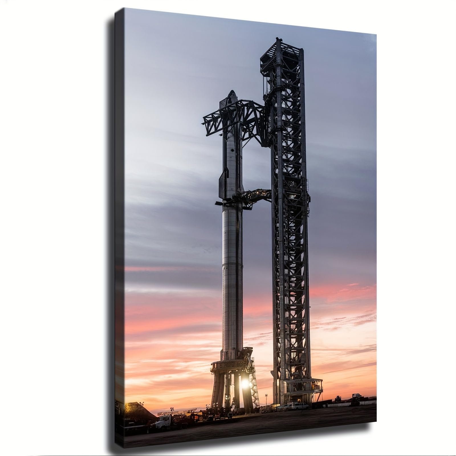 Spacex Falcon 9 Rocket Launch Canvas Wall Prints poster Modern Home Aesthetic Decor Wall art for Bedroom Dorm (24x36inch Framed)