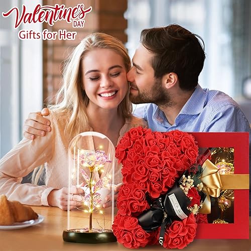 Miniatura 6 de Regalo para el día de San Valentín para ella, mamá, esposa, novia, oso de rosas y bella y la bestia, inspirado en el arco iris, perfecto para San