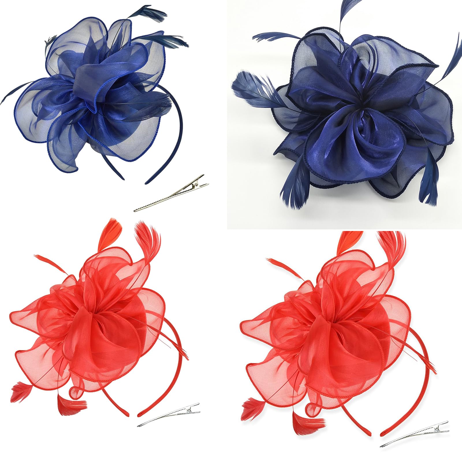 TeaParty Chapeau bibi en organza pour fête, mariage, femme Noir
