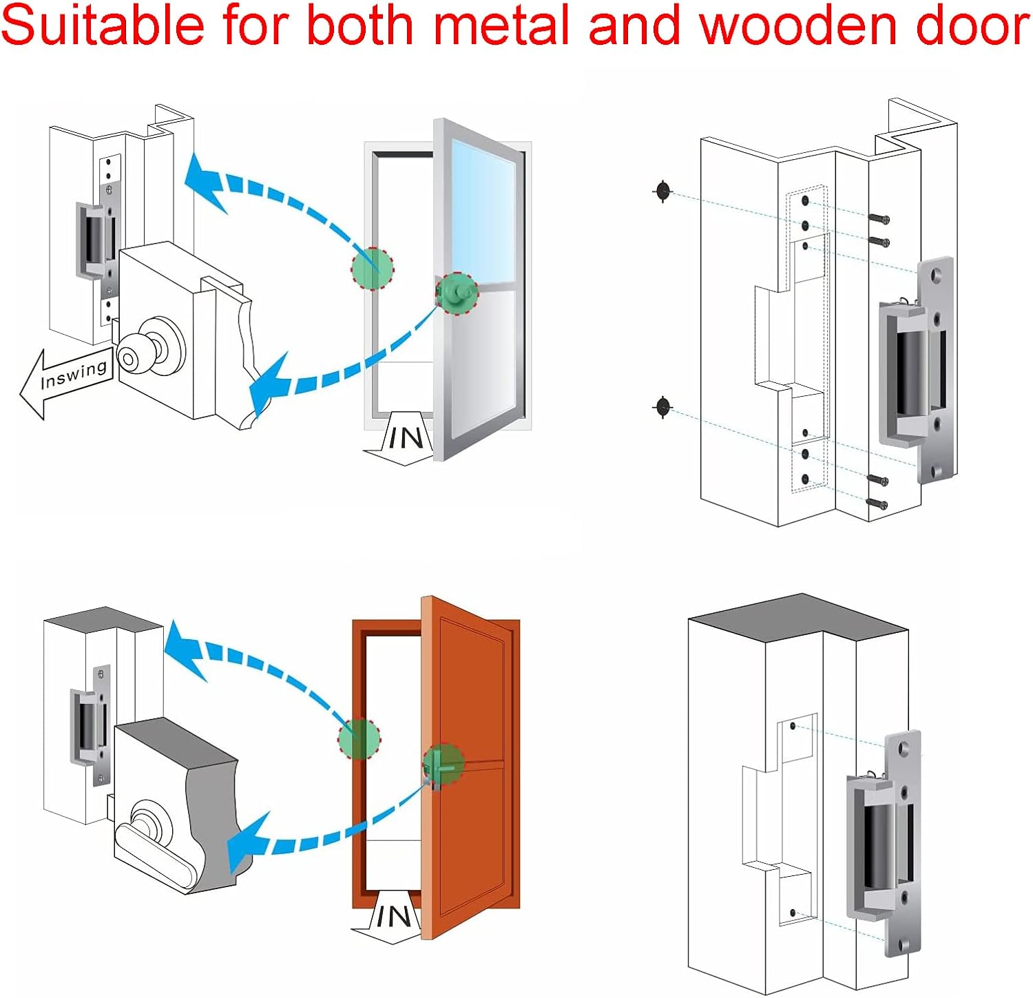 MIMIRACLE Heavy Duty Electric Door Strike Lock ANSI Standard Fail-Secure or Fail-Safe Adjustable for Access Control System Cylindrical Mechanical Lockset Input Voltage 12VDC