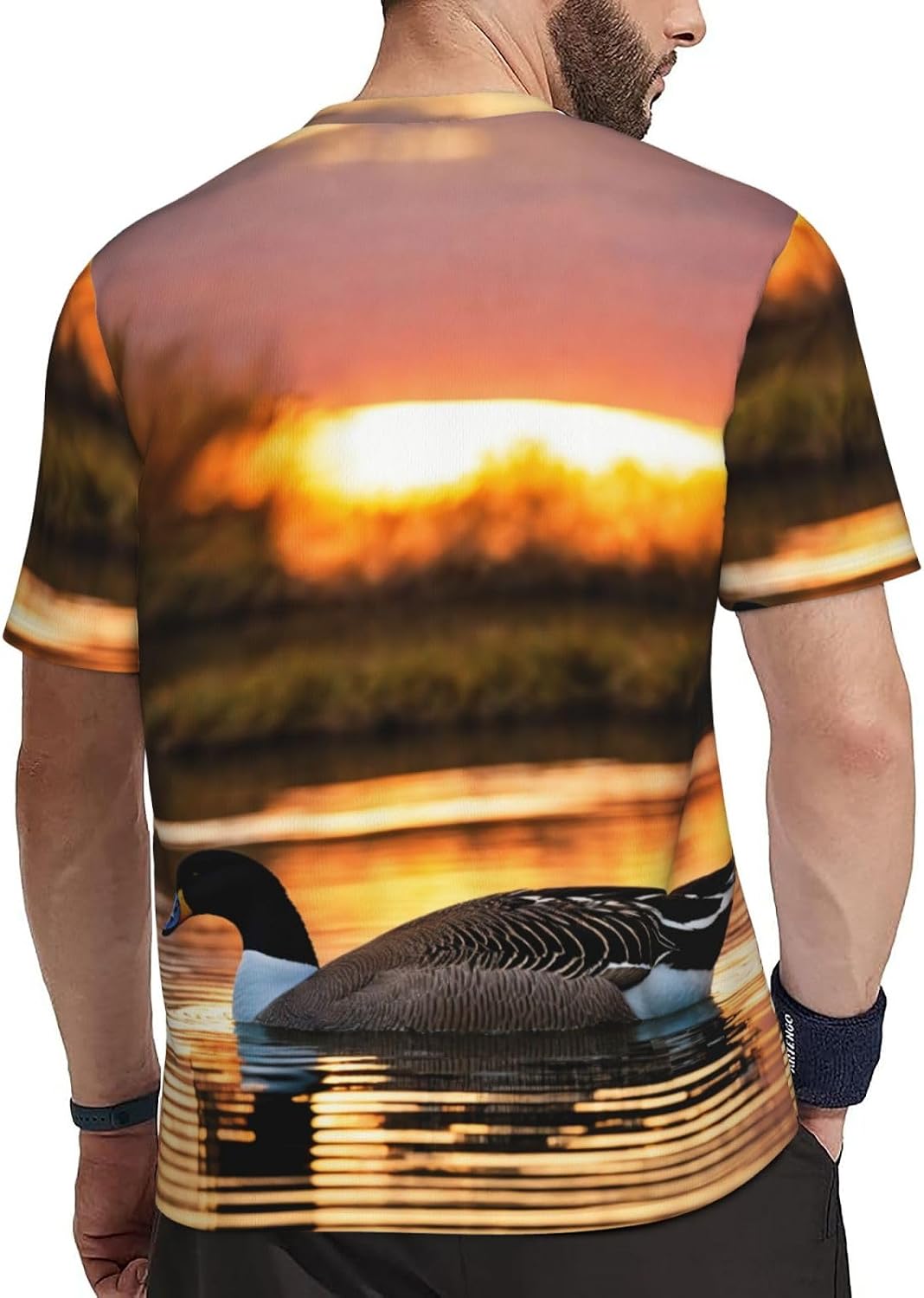 Loon Nature Bird Print Mens Short Sleeve Mesh T-Shirt Breathable Athletic Gym Running Casual Sports Wear