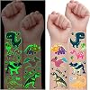 Leesgel 30 Sheets Luminous Dinosaur Tattoos for Kids, Dinosaur Stickers, Dinosaur Gifts Toys for Boys Glow Dinosaur Birthday Decorations Supplies, Dinosaur Game Sweets Party Bag Fillers, 30.0 count