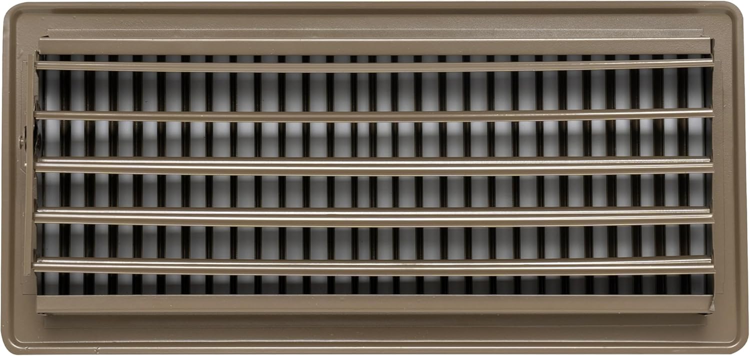 [8 Pack] Fits 6x14 and 14x6 Duct Opening | Floor Register with Louvered Design by Handua | Heavy Duty Walkable Design with Damper | Floor Vent Grille | Easy to Adjust Air Supply Lever | Brown
