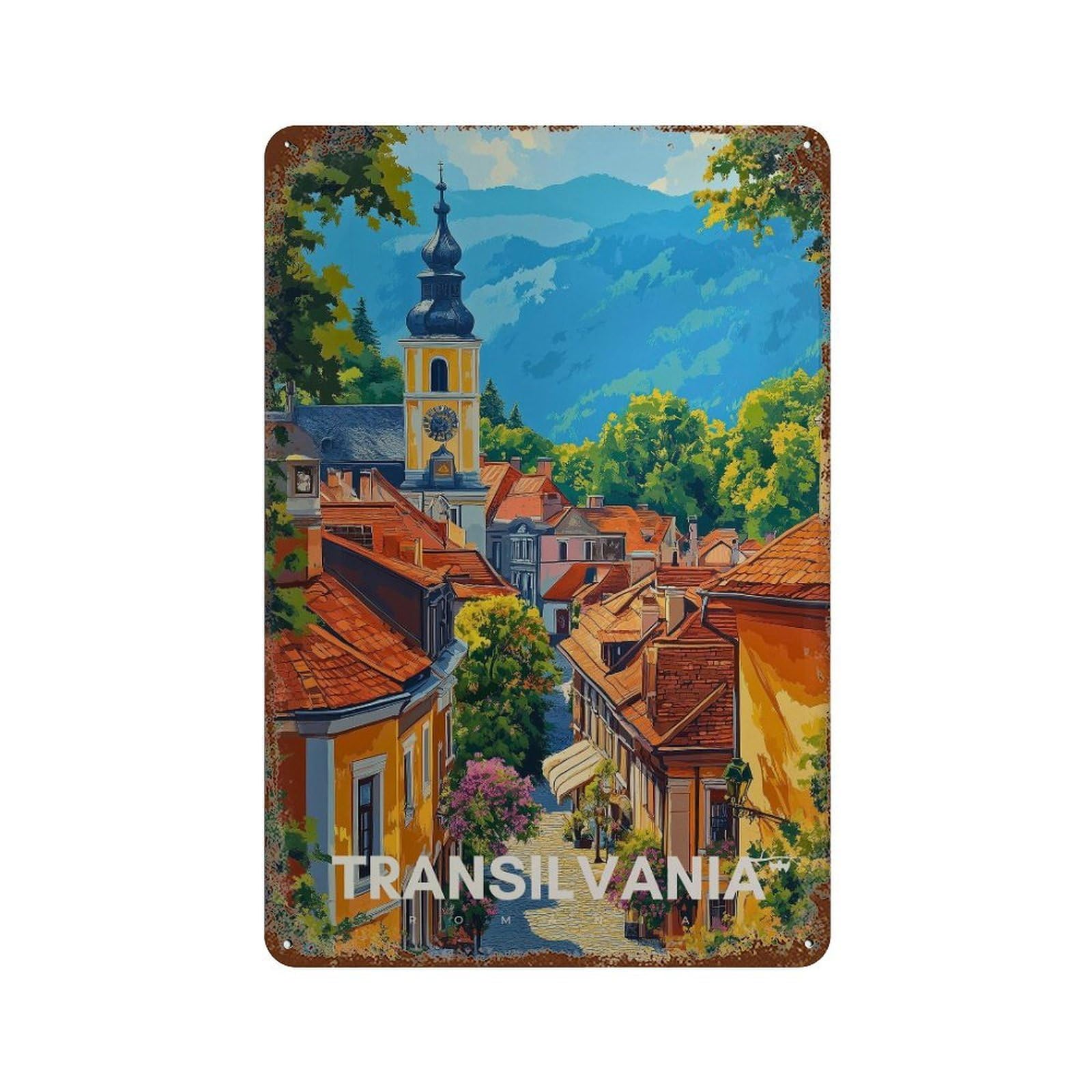 xiaoxiaoshen Transylvania Travel Romania Ardeal Decor Wall Decor Art Metal Tin Poster Modern Home Decor Art Home Bar Shop Decorations Vintage Sign 30x20cm