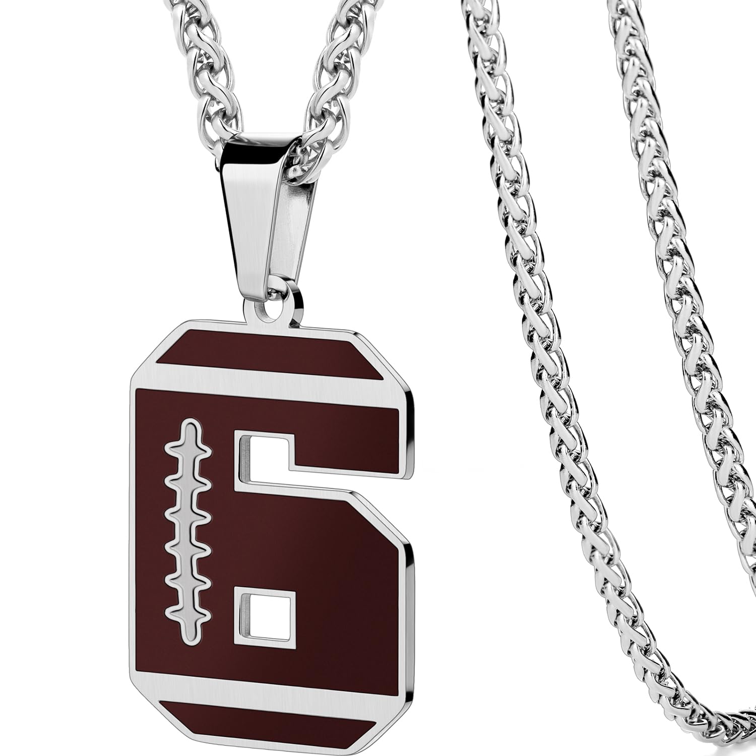 AMITER Football Number Necklace, 0-99 Jersey Football Pendant Necklace with 22+2 in Chain for Men