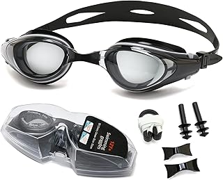 Body+ Nearsighted Swim Goggles, Shortsighted Optical Mirror/Non-Mirror Lens Swimming Goggles Anti-Fog for Adult Men