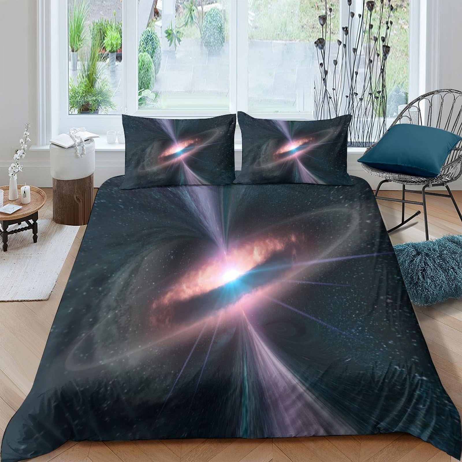 Ctjqhvkz Style-6 3D Printed Galaxy Starry Sky Fitted Sheet Microfiber Soft Slip Resistant Cosmic Nebula Bed Cover For Bedroom Guest Room Single（135X200cm）