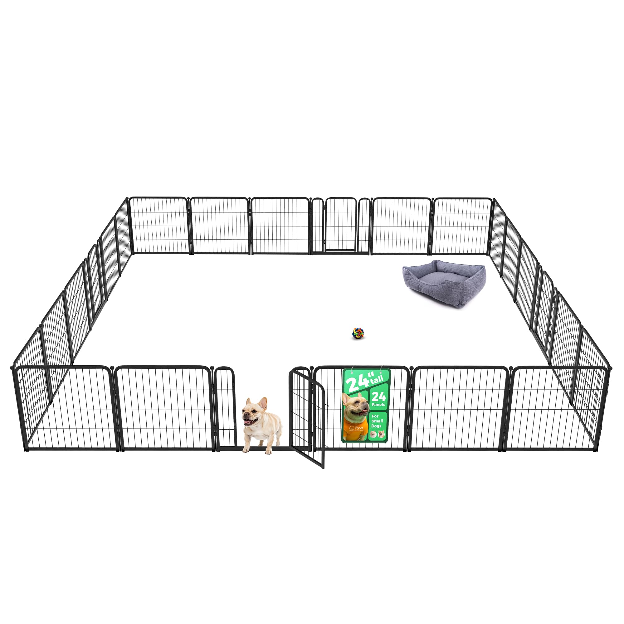 FXW Homeplus Unleashed Indoor Dog Playpen - Stress-Free and Safe Play, Heavy Duty 24 Inch 24 Panels Dog Pen for Puppy and Small Dogs, Black│Patented