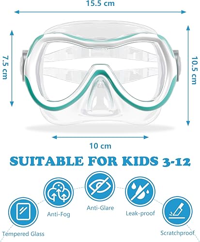 Miniatura 7 de Aegend Gafas de natación para niños, vidrio templado HD de 180 con amplia visión con cubierta para la nariz