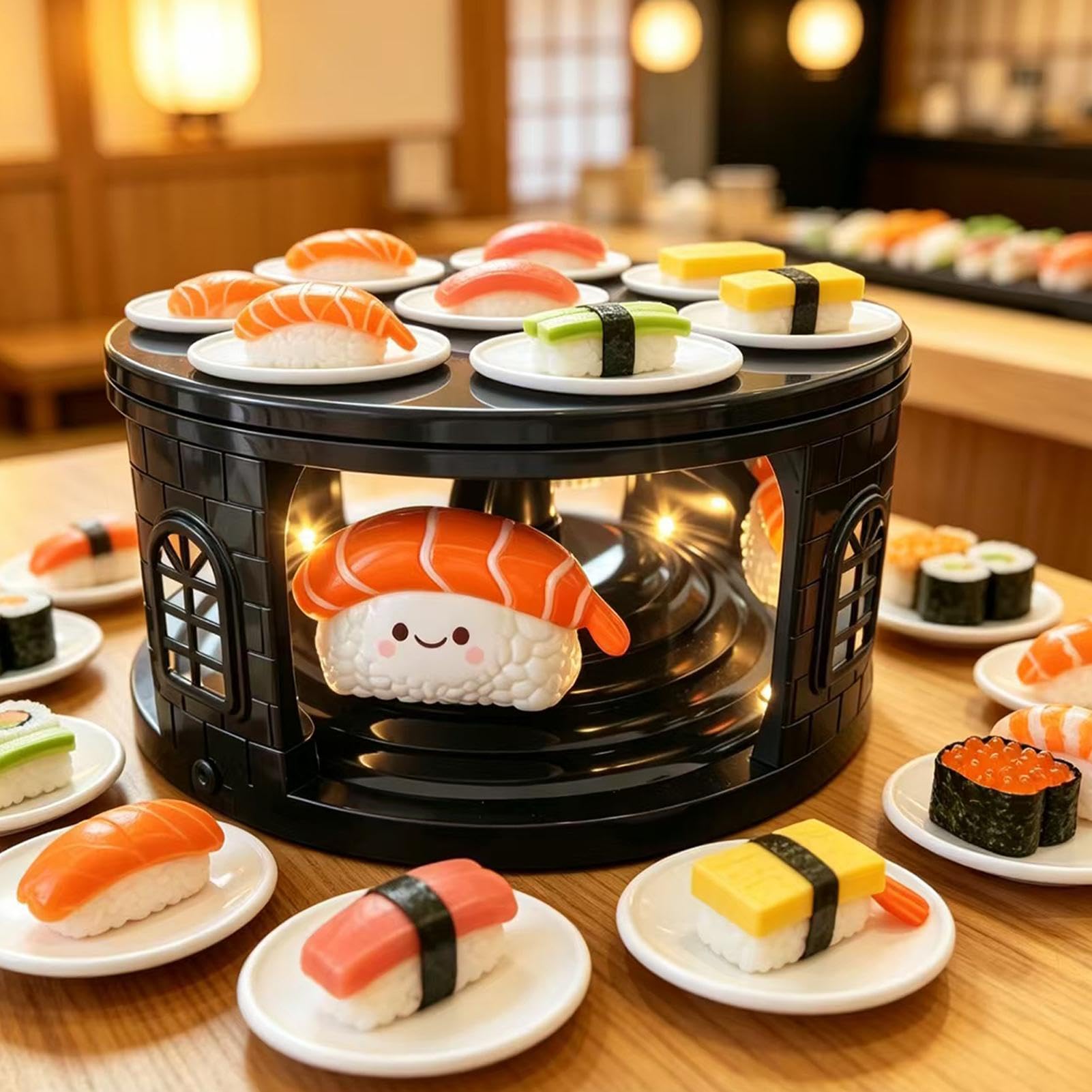 Plateau à sushi rotatif automatique avec 8 plateaux amovibles