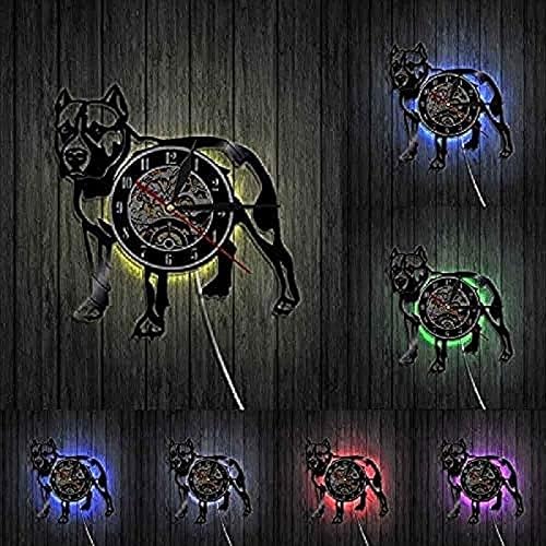 Miniatura 5 de Reloj de pared con disco de vinilo luminoso para perros retroiluminación LED multicolor para montar en la pared ideas de regalo para amantes de los