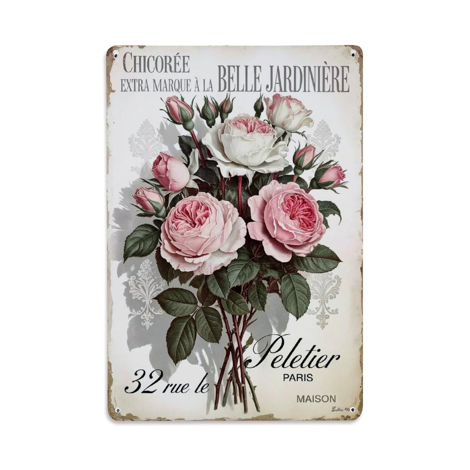 Jdyaojiesheng Vintage Roses Bouquet Floral Art Tin Sign Retro Metal Wall Decor Metal Poster, Home Bar Garage Farmhouse Cafe Wall Art Decoration 8X12inches