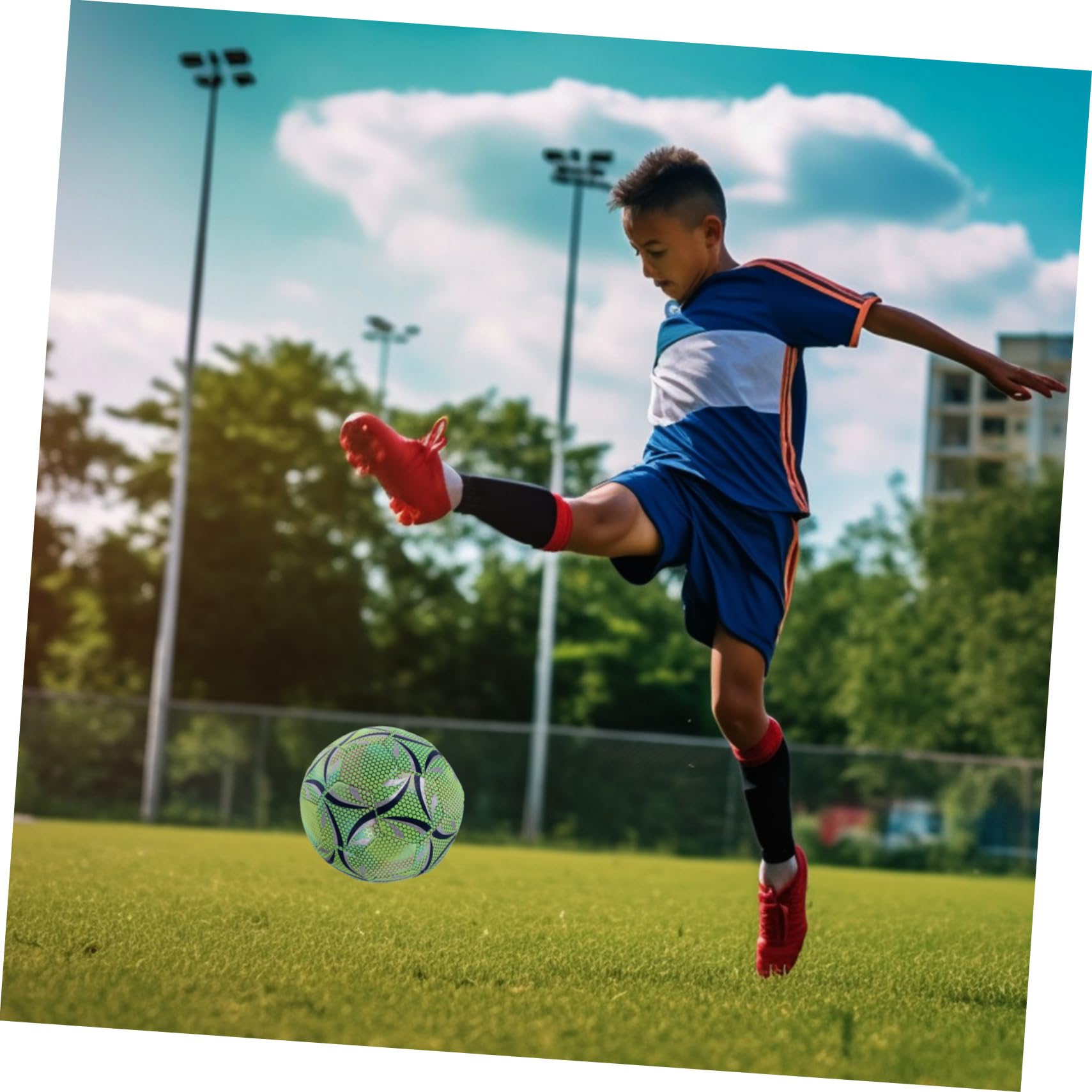 ERINGOGO 1pezzi Pallone da Calcio Luminoso e Riflettente in Materiale Pu Resistente per Allenamento Indoor e Partite Sportive Notturne