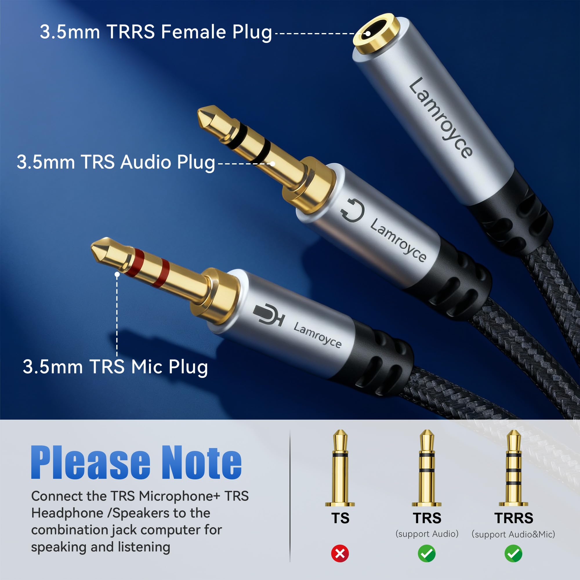 2er-Pack Kopfhörer Gaming für Computer, 3,5 mm TRRS-Buchse auf Dual 3,5 mm TRS-Stecker, Mikrofon, Audio-Klinkenstecker, Y-Splitterkabel, 0,3 cm 2-in-1 Dual-Stereo-Klinke, Gaming-Headset, Kopfhörer