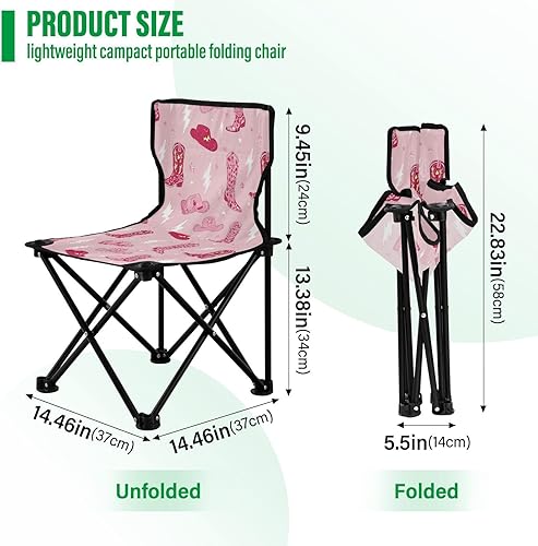 Miniatura 3 de Gredecor Sillas de campamento, lindo sombrero de vaquera, silla de campamento portátil con bolsa de almacenamiento, silla plegable ligera para