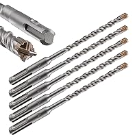 Vista 33 de Broca para hormigón, 1 unidad, 1 pulgada x 10 "-8 pulgadas, material de carburo de doble rosca de tipo cruzado, adecuado para hormigón, ladrillo