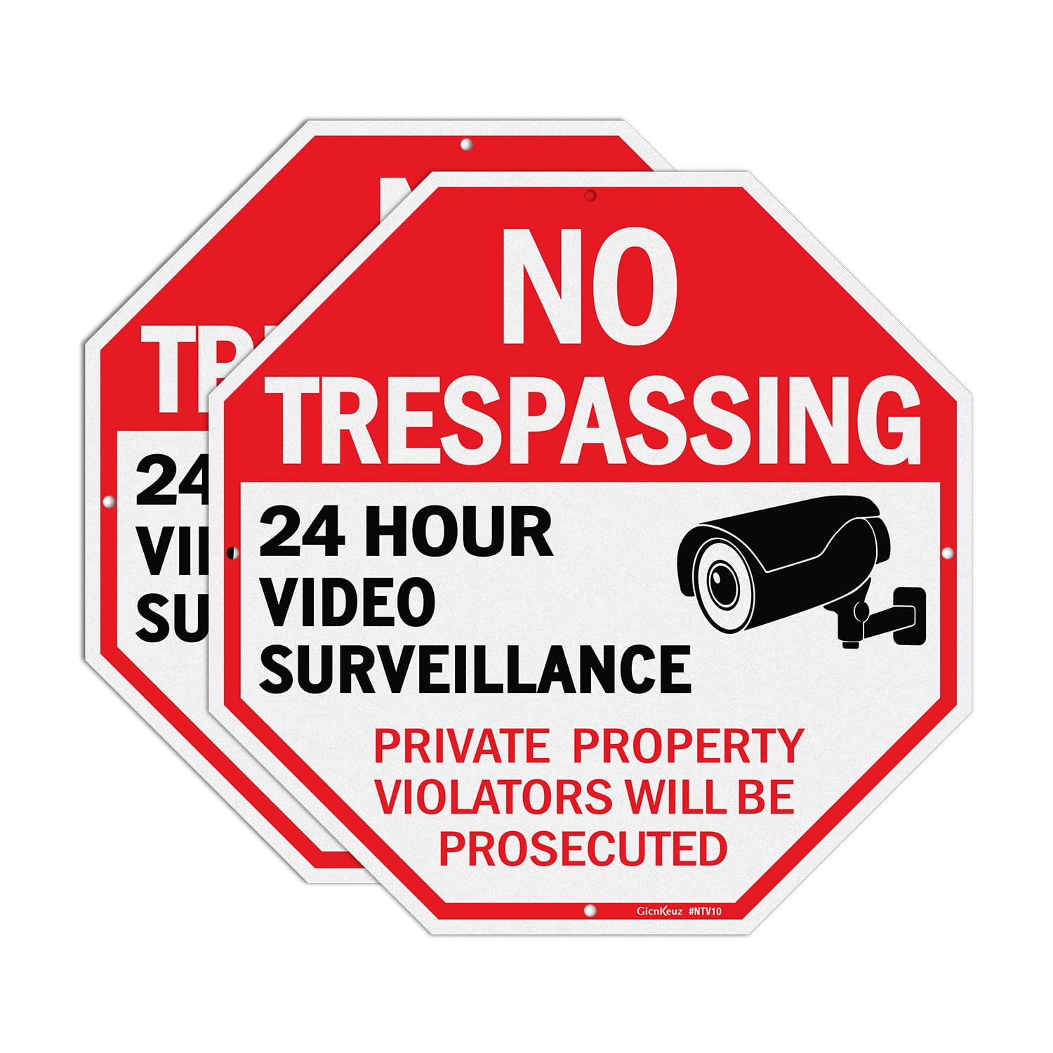 GicnKeuz Video Surveillance Sign with 28" Stake for Outside, 10"x10" Security Sign - Rust Free Heavy Reflective Aluminum, Fade Resistant/Waterproof, Including Screws, Easy to Install, Outdoor Use (2 PACK) — Amazon image 9