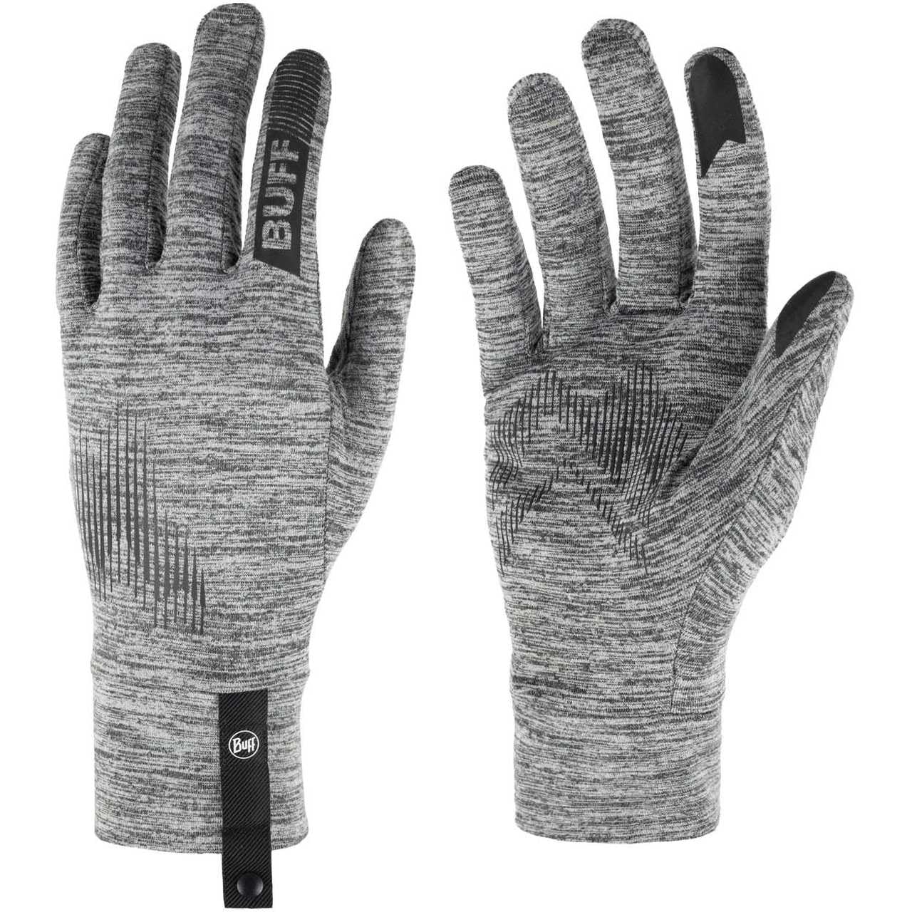 Buff| Gloves DryFlx Quick drying, Stretch, Reflective, Shiny, Night, Visibility, Running, Moisture wicking Man Women S Light Grey
