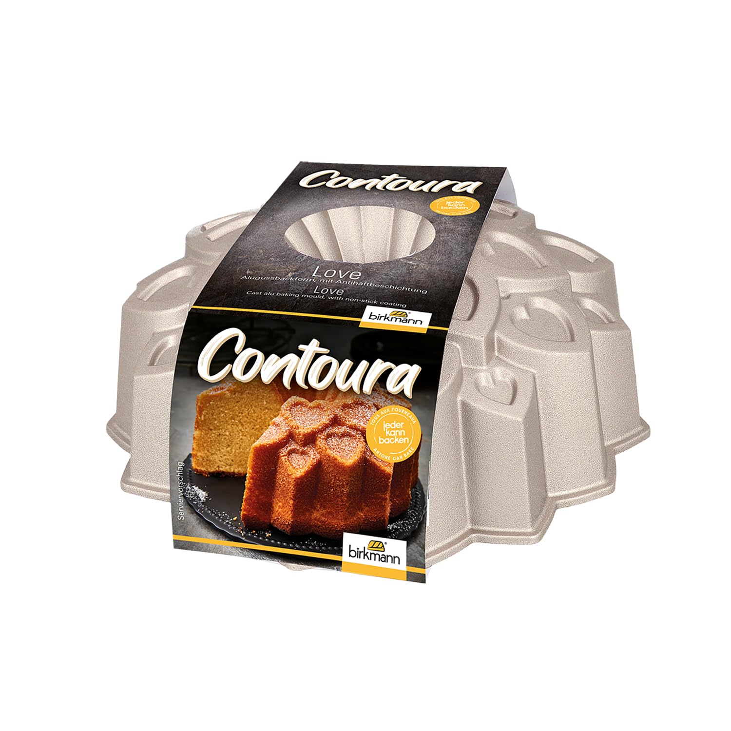 Birkmann, Contoura, forma do ciasta Love, forma do pieczenia z odlewu aluminiowego, Ø 25 cm, z powłoką zapobiegającą przywieraniu i przepisem, 887206