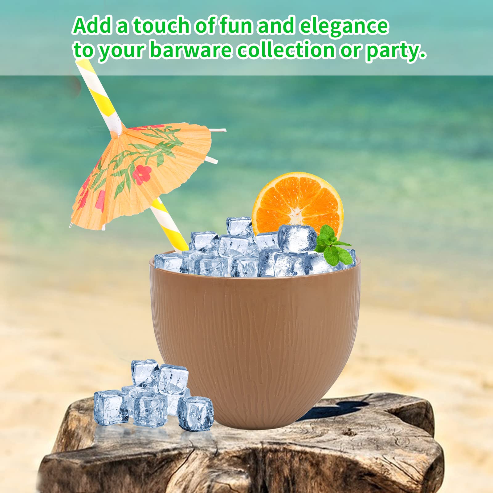 Gukasxi Set di 6 bicchieri Hawaii in cocco con cannucce di carta, tazze di cocco tropicali hawaiane cocktail party bicchieri tropicali compleanno festa a tema bomboniera fornitori