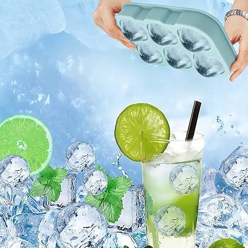 Miniatura 5 de Bandeja redonda de silicona para cubitos de hielo, moldes para cubitos de hielo de bourbon, molde para hacer bolas de hielo con tapa, cubos de hielo