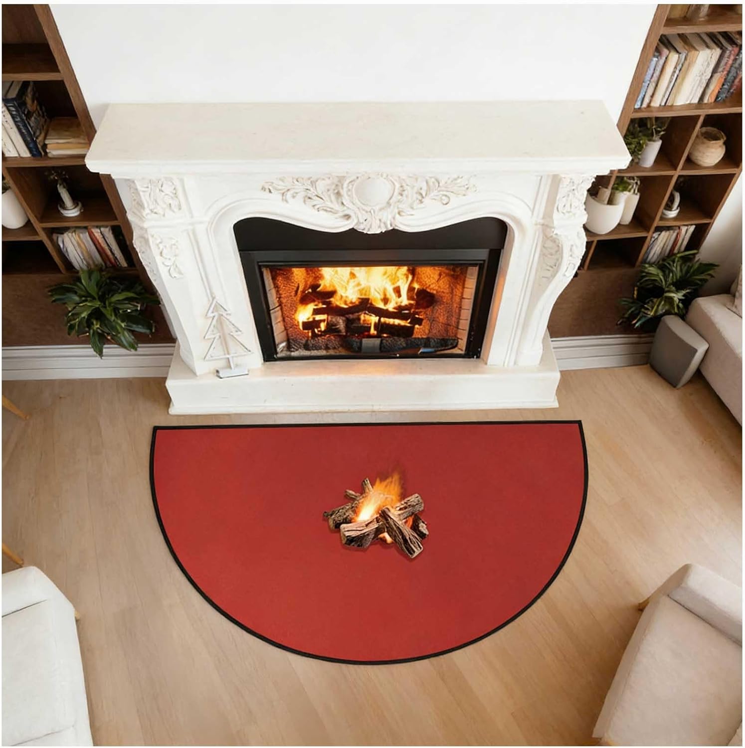 Fire Resistant Fireplace Hearth Mat Half Round Grill Mat Under Desk Fire Retardant Hearth Pad for Wood Stove Fireplace Fireproof Fireplace Rugs for Fire Pit Grill Pad,Blue,1'7"x3'3"/20x40in
