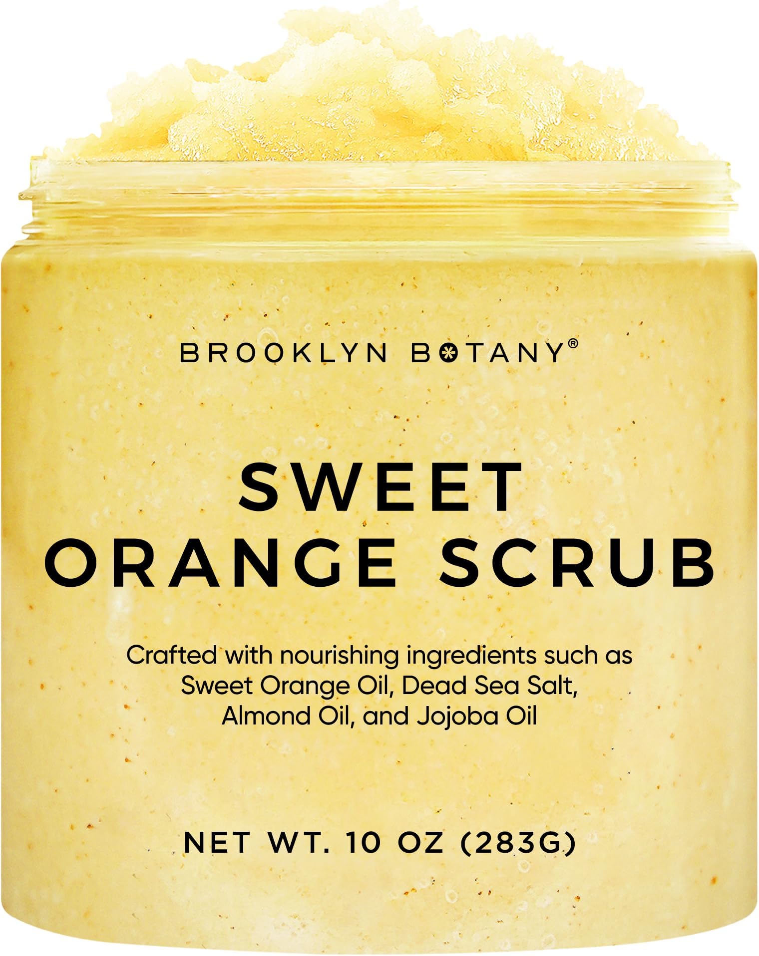 Brooklyn Botany Sweet Orange Body Scrub - Moisturizing and Exfoliating Body, Face, Hand, Foot Scrub - Fights Stretch Marks, Fine Lines, Wrinkles - Great Gifts for Women & Men - 10 oz