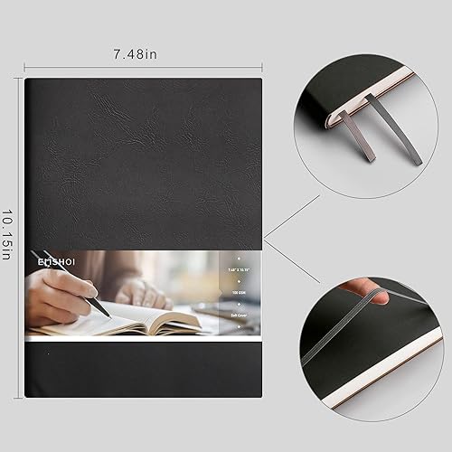 Miniatura 4 de EMSHOI Cuaderno de viñetas de puntos, diario grande de piel blanda B5, 192 páginas numeradas de 3.53 ozm, cuaderno de cuadrícula de puntos gruesos