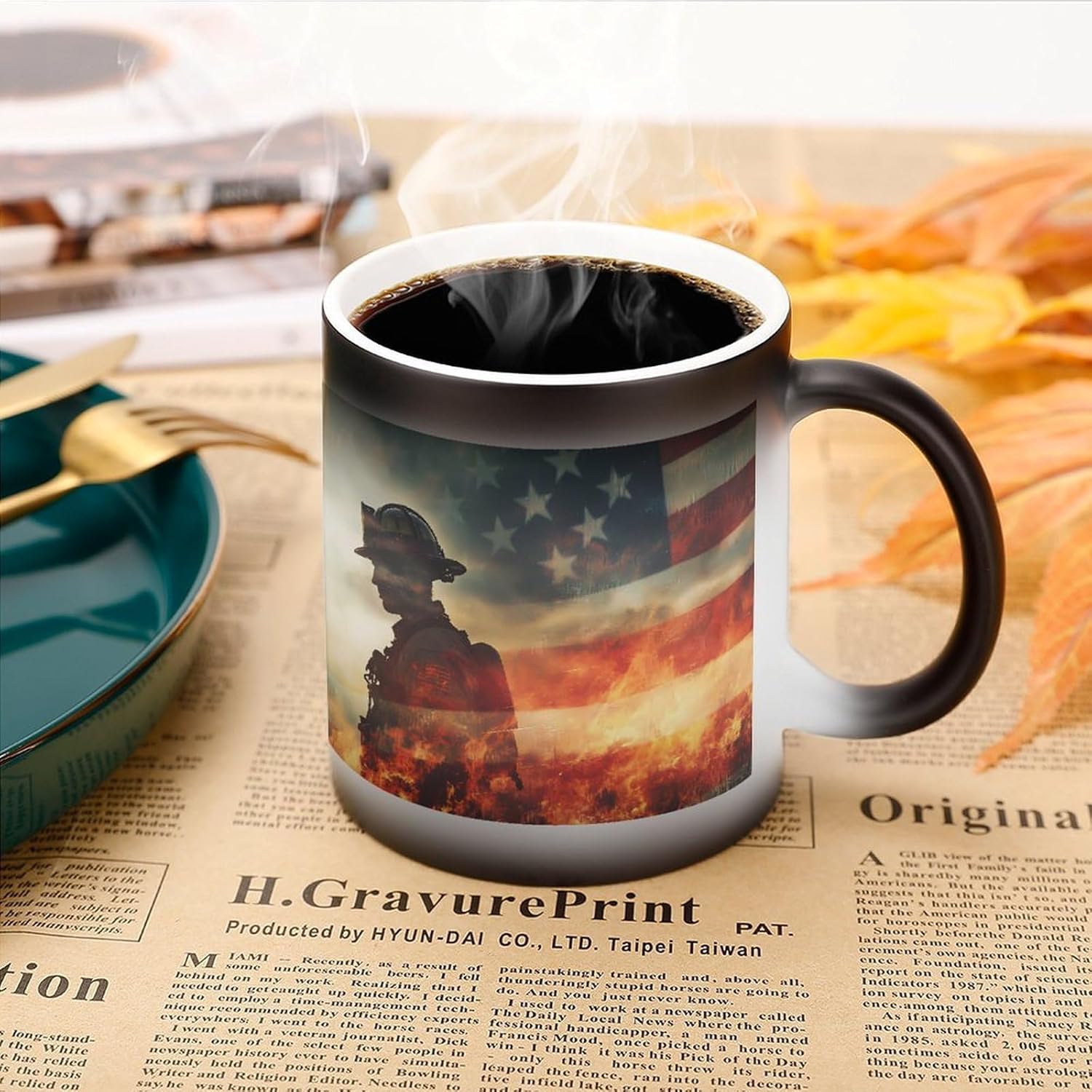 Firefighter U.S. Flag Funny Color Changing Coffee Mug Ceramic Magic Cup Personalized Discoloration Tea Mugs