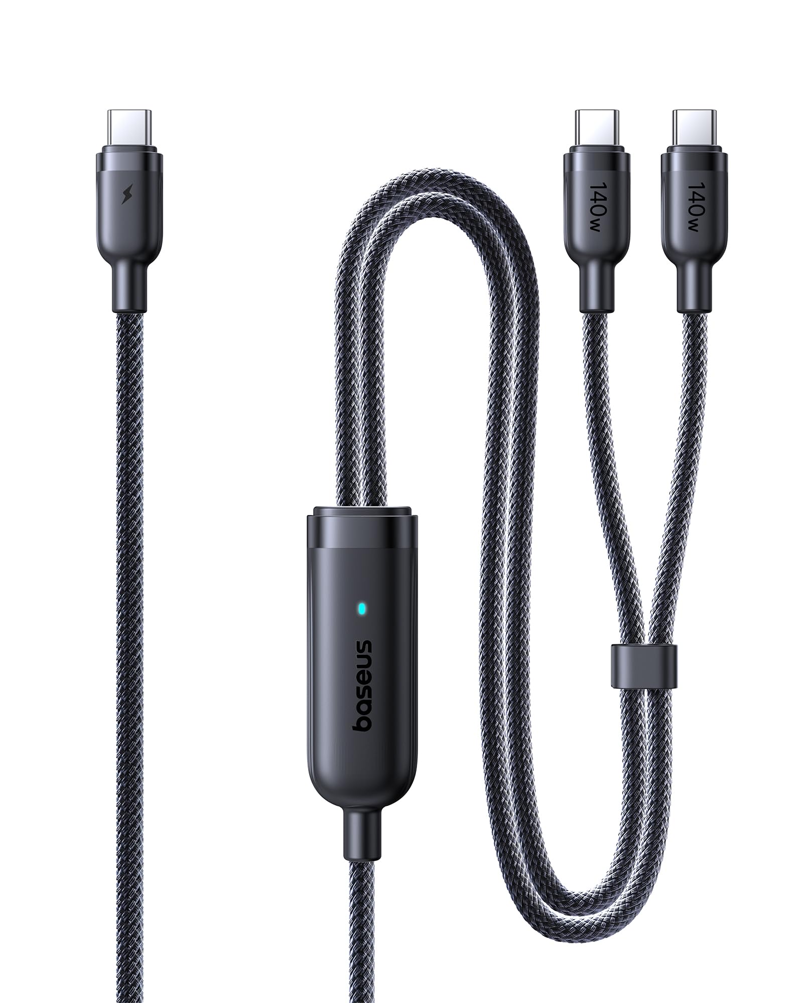 Baseus USB C auf USB C Kabel, 140W Max 2-in-1 USB C Kabel 1,5m, für iPhone 17/16/15/14/13/12/Pro Max/Plus Serie, Galaxy S25-S22, MacBook Air/Pro, Lenovo, HP, iPad, und mehr (USB 2.0, Flecht-Design)