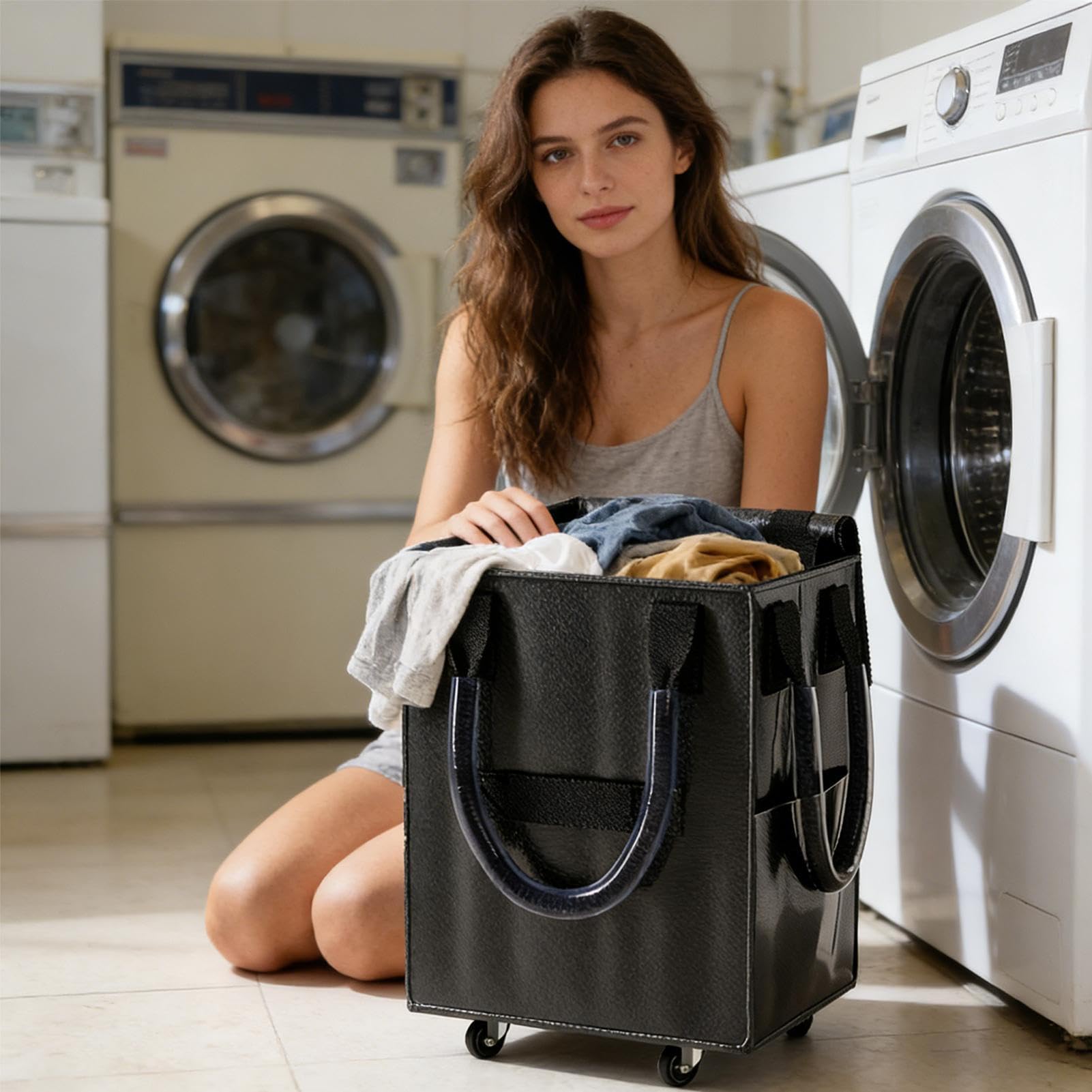 Panier Roulant de Courses avec Roues Sac Cabas Pliable Grand Format et | Panier Réutilisable à Roues pour Transports Pour Linge Camping Déménagement Vêtements Centre Commerc