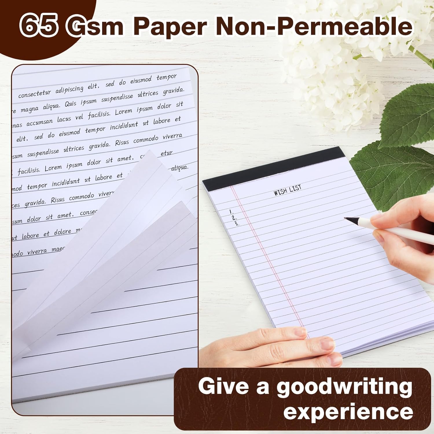 Ctosree 5x8 Legal Pads 36 Pcs Notebook Small Note Pads 65 GSM Paper College Ruled Legal Pad with Perforated Top 30 Sheets Per Writing Pad Mini Notepads Office Notepads Bulk for Office Supplies(Brown)