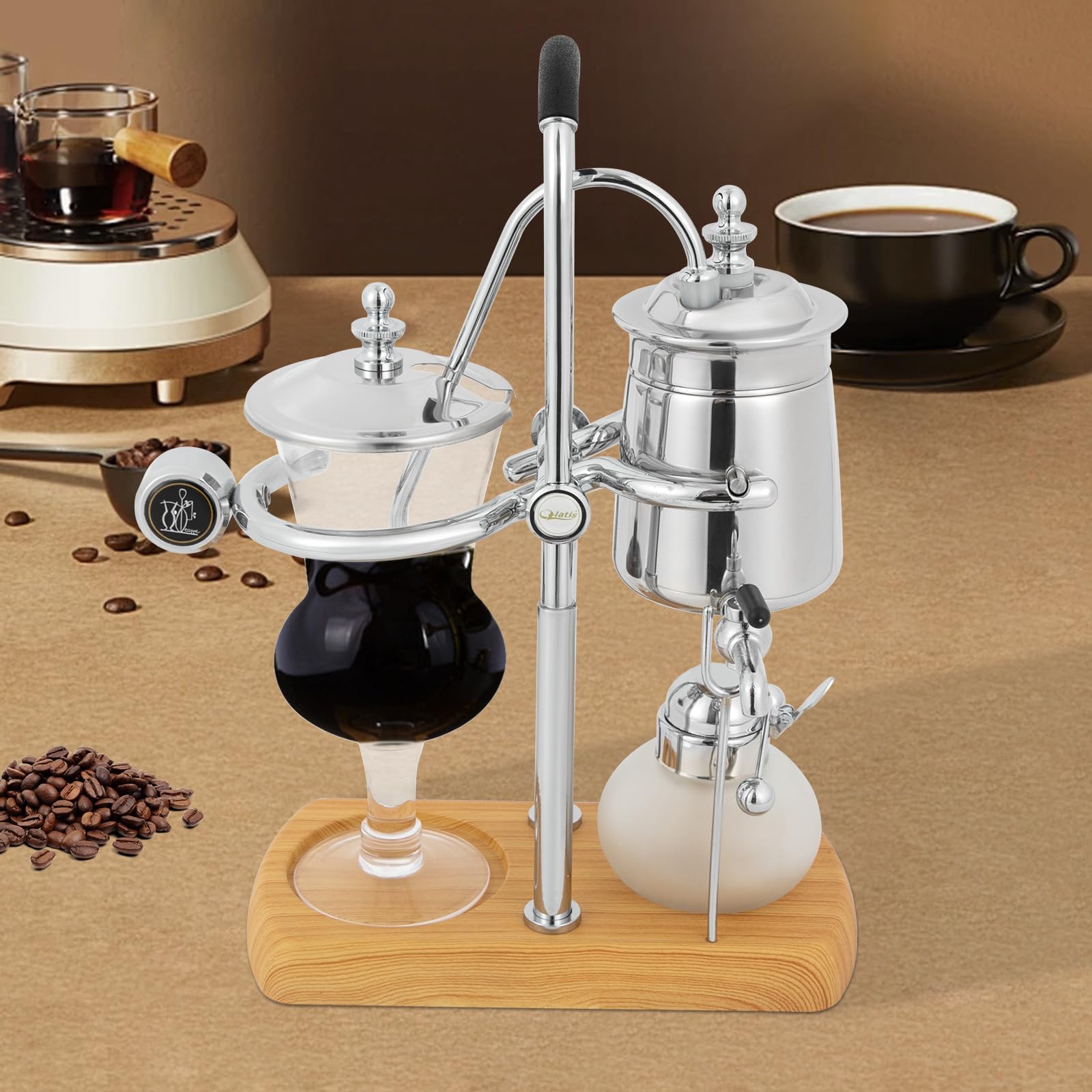 Siphon Kaffeemaschine,Kaffeemaschine Brüher Teekocher Kaffeekanne Extraktionswerkzeuge für Handgebrühten Kaffee(Silver)