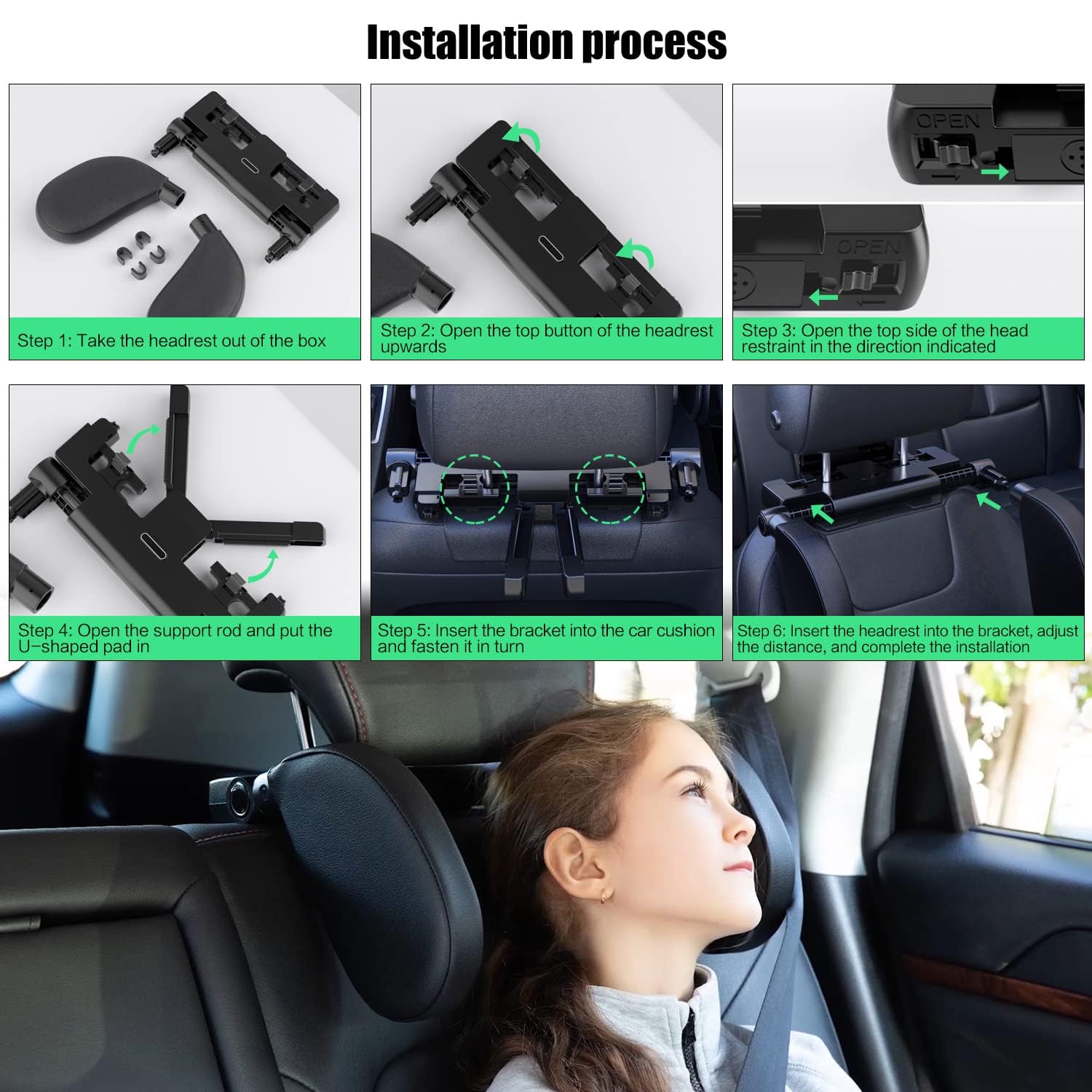 1 Set Appui-tête de Siège pour VW Polo 6 (VI) AW I 2017-2024 2025, Appuie-tête de Voiture Soutien Latéral Coussin de Voyage Confort de Route