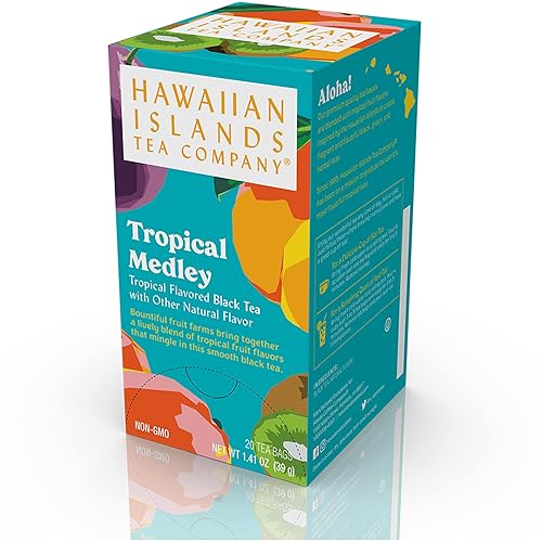 Hawaiian Islands Tea Company Tropical Medley Green Tea, Todo Natural - 20 bolsitas de té (1 caja)