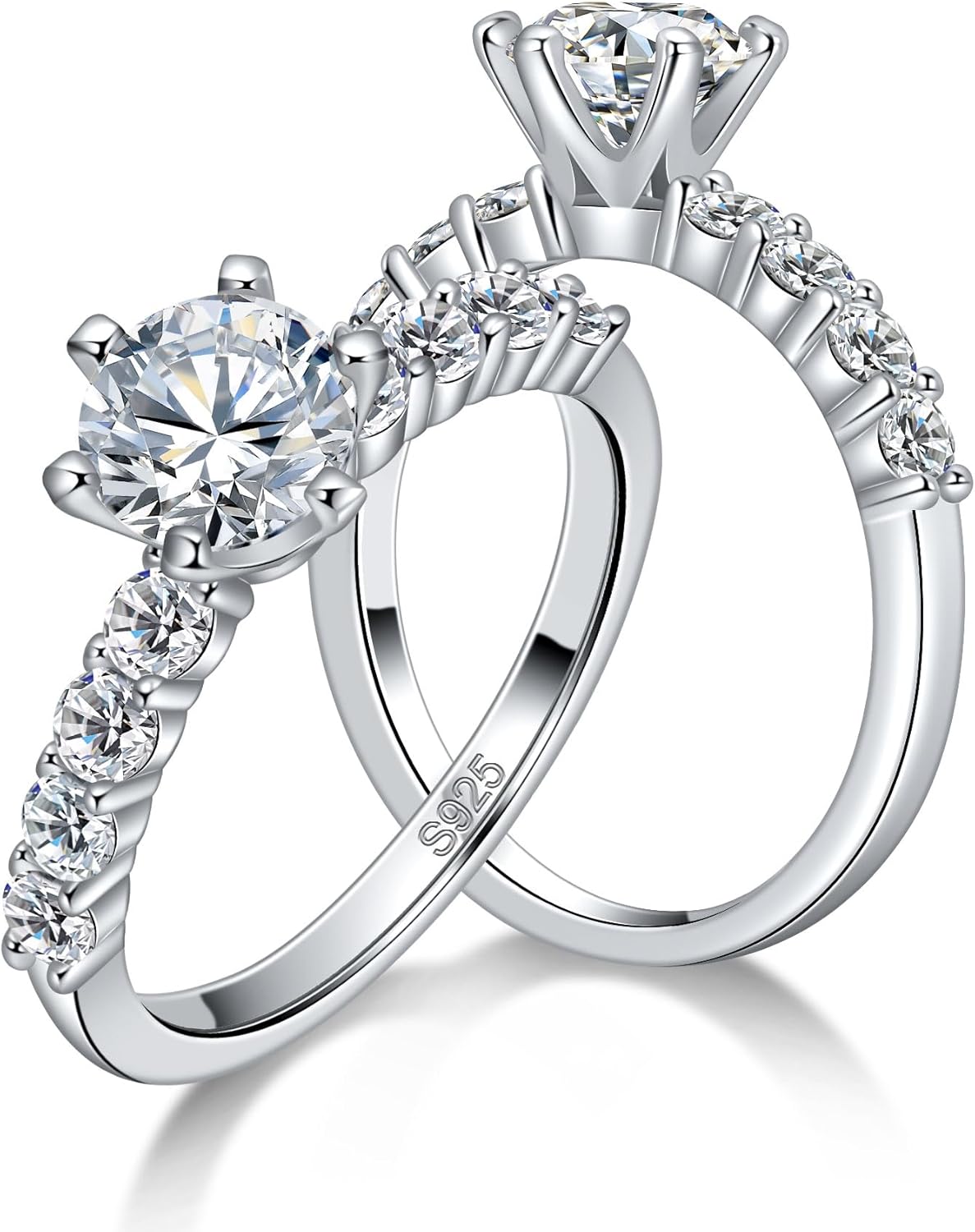 Moissanite Engagement Ring, 1CT D Color VVS1 Clarity, 925 Sterling Silver Promise Anniversary Bridal Ring for Women Size 4-11