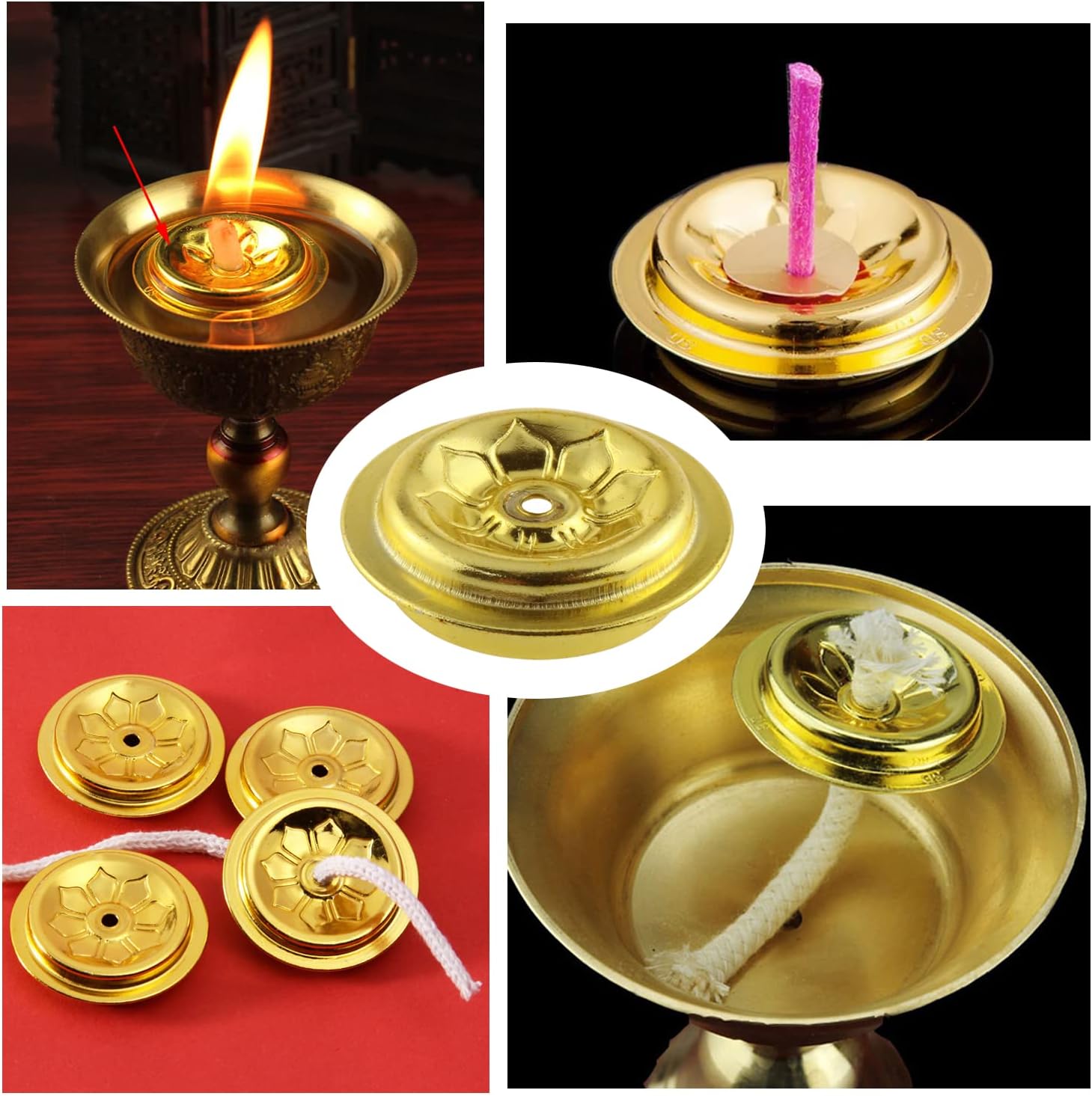 4pcs Metal Floating Candle Holders - Disc Holders, Lamp Stand, Wick Seat Accessories