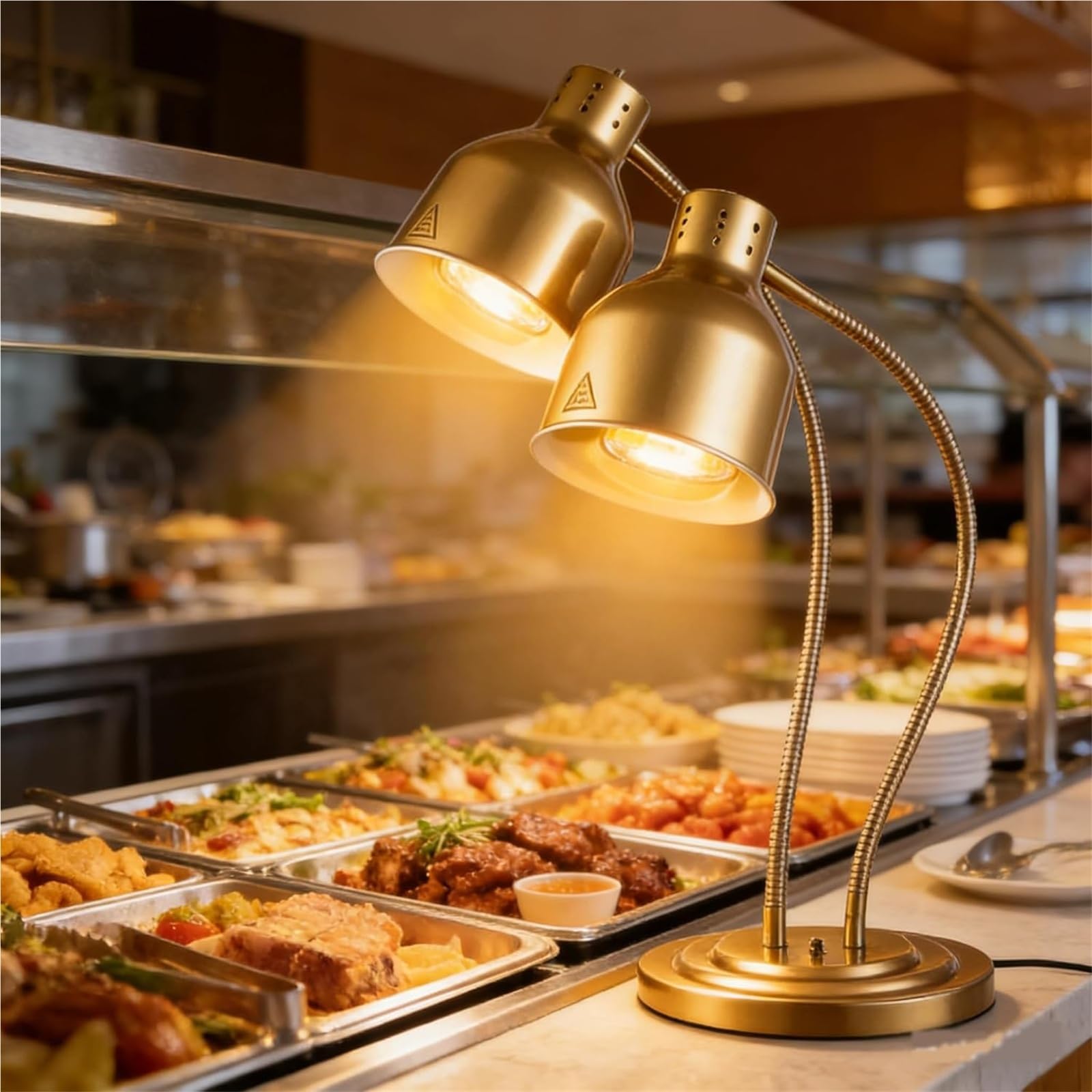 2 Head Commercial Food Heat Lamp 500W Electric Warmer Buffet Catering Restauracja Kuchnia Regulowana Gęś Samodzielna kontrola Wentylowana konstrukcja