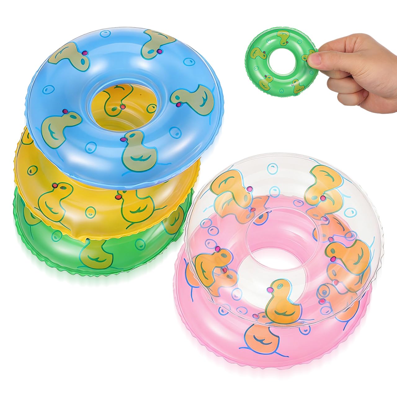 Gadpiparty 5pcs Mini Inflatable Swim Rings, 8.5cm Miniature Pool Toy Floaties for Dollhouse Accessories, Small Floating Rings for Bath Ducks, Summer Party Table Decors and Photography Props
