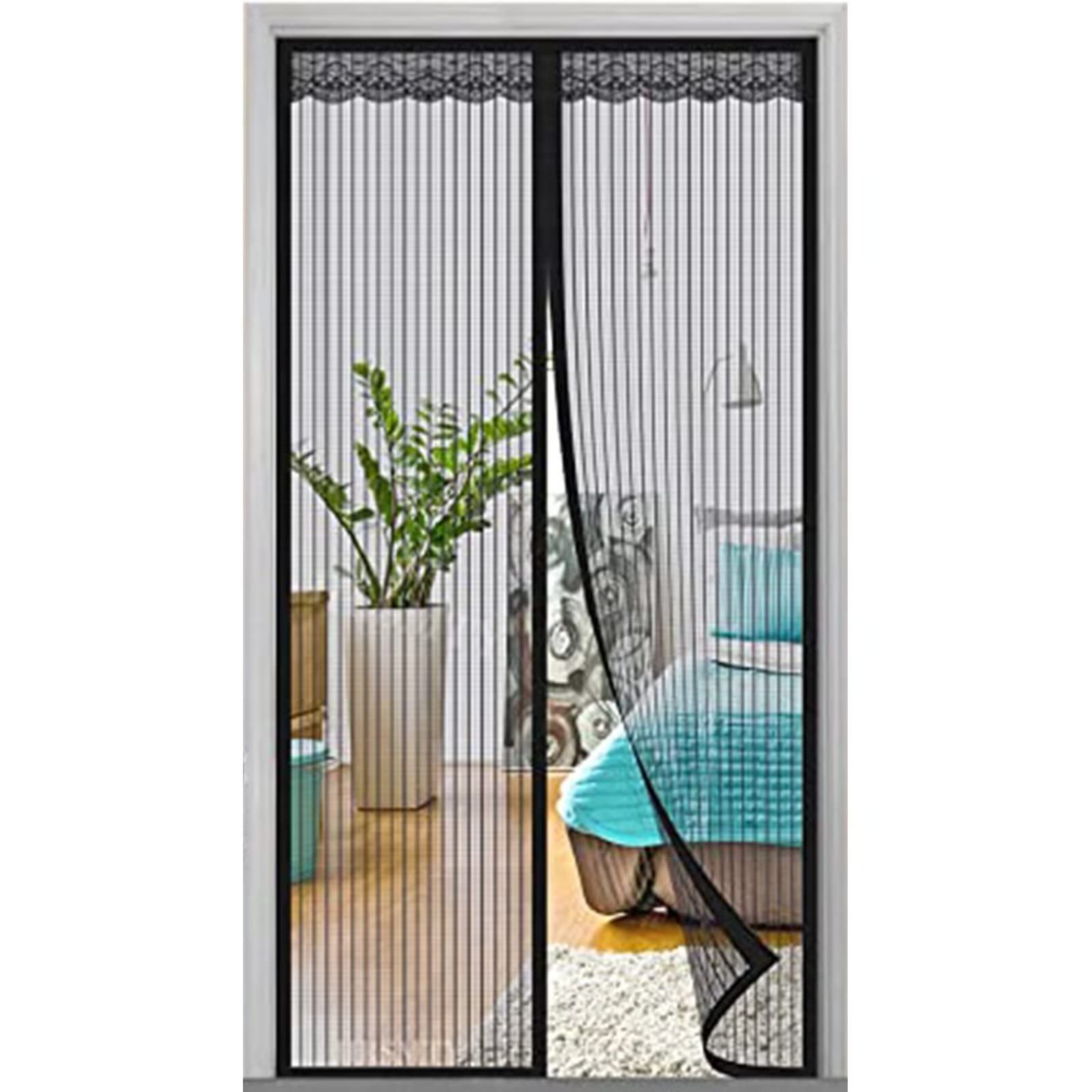 Magnetyczna moskitiera 105 x 230 cm Anti Mosquito Magnetic Automatyczne zamknięcie Zapobiegaj lataniu w obce przedmioty na pokój dzienny Sypialnia Patio Balkon, Czarny