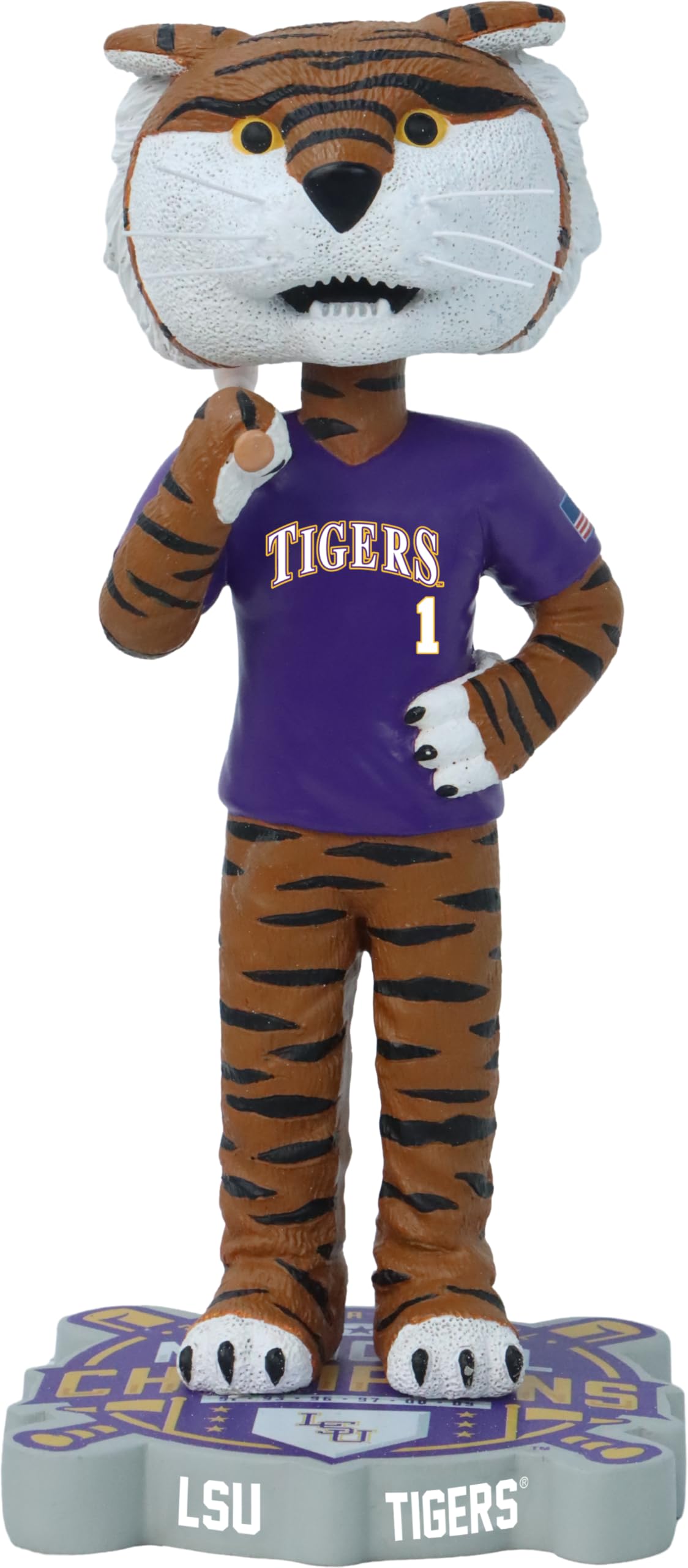 Mike The Tiger LSU Tigers Baseball Purple Jersey Bobblehead College