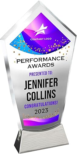 Placa de vidrio personalizada de 9 14 pulgadas, placa personalizada como premios y trofeos, placas de vidrio para premios como placa de jubilación y